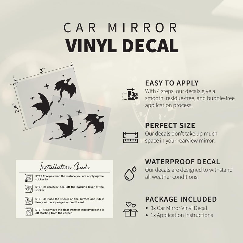 Hangwoous Dragon Stickers for Water Bottles and Car Decals – Fantasy Dragon Car Decal for Mirror Or Rear View – Car Stickers and Decals - Image 2